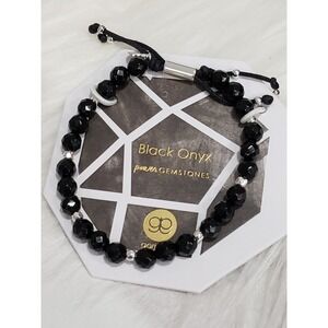 NEW Gorjana Power Gemstone Geo BLACK ONYX ADJUSTABLE BEADED BRACELET